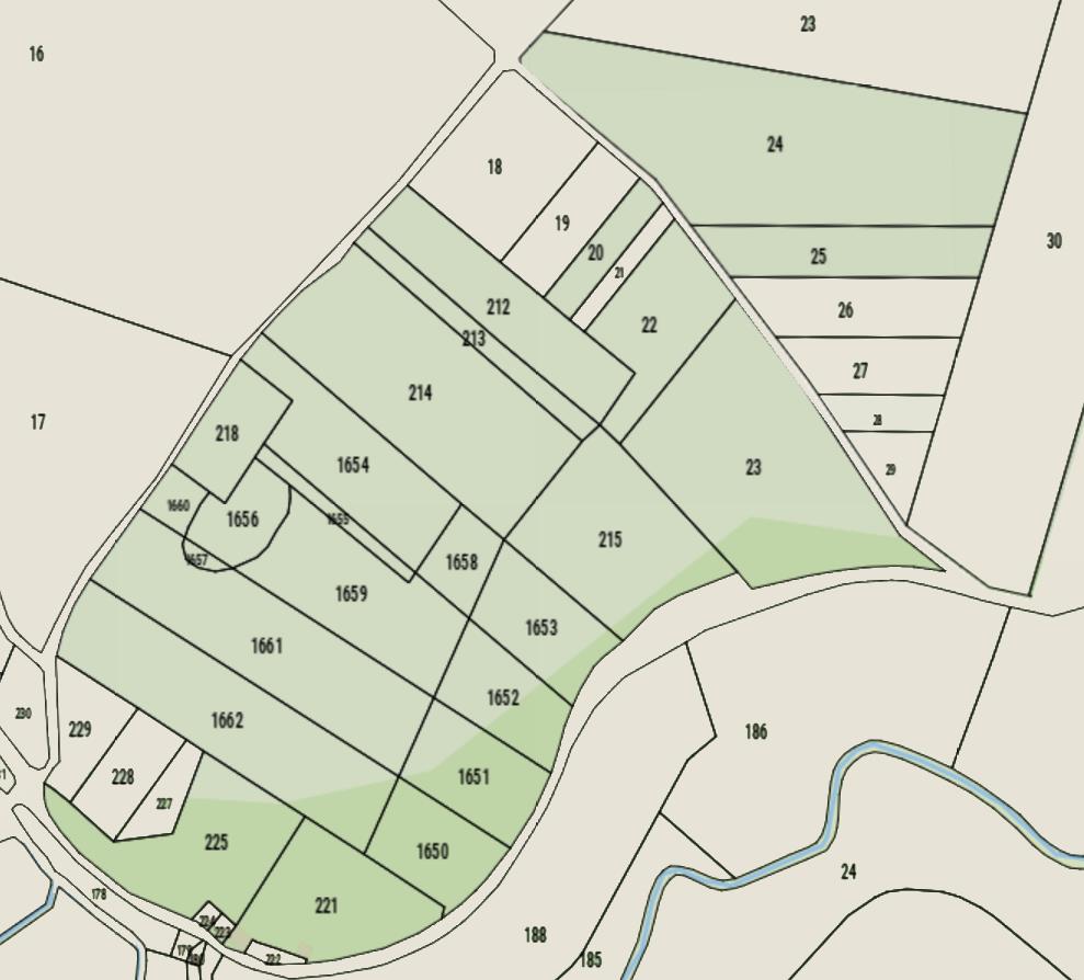 Extrait du cadastre montrant le site de Champs-Perroux.