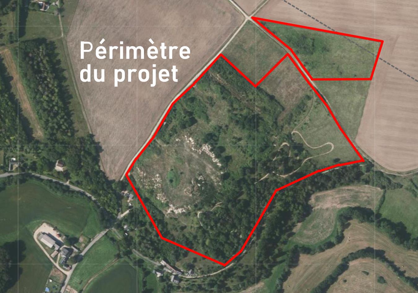 Périmètre initial du projet de parc photovoltaïque de Champs-Perroux.